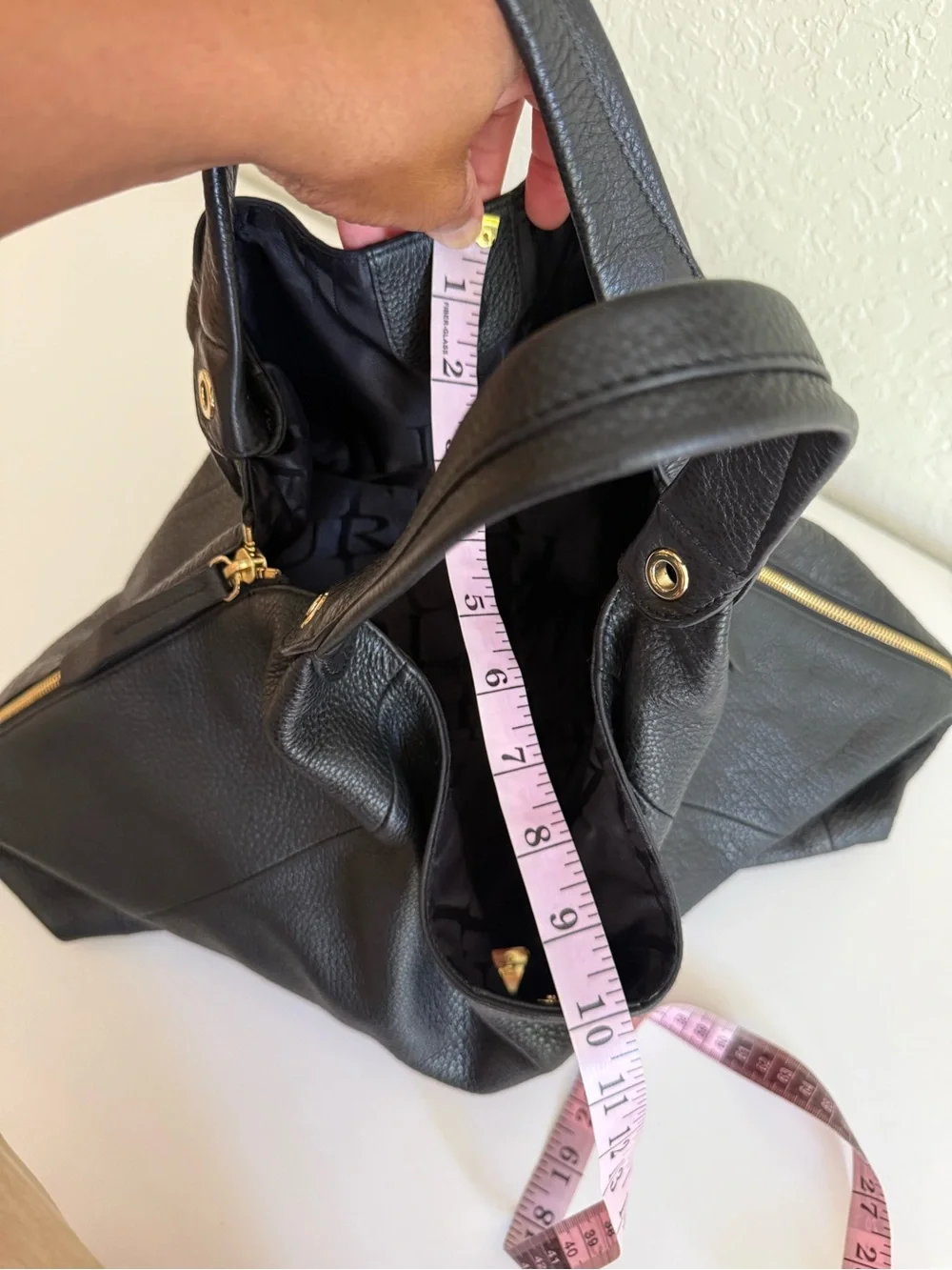 Furla Black Pebbled Leather Hobo Bag